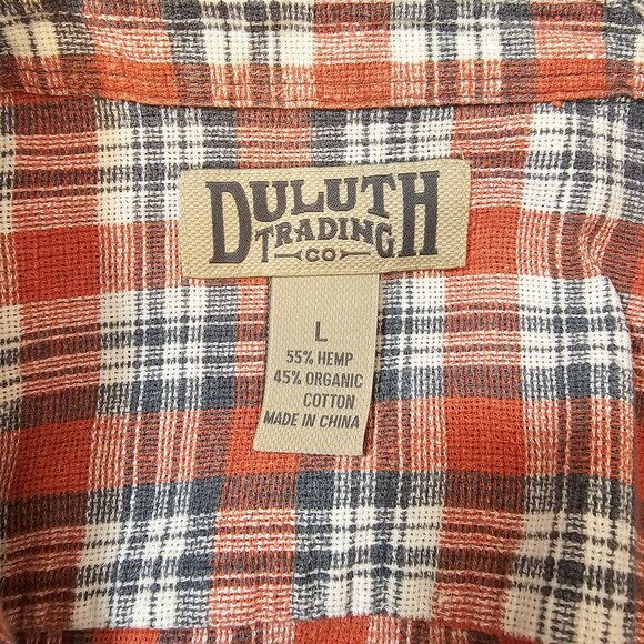 Duluth Trading Shirt Mens Sz Large Hemp Organic Cotton Plaid Button Down Casual - Picture 2 of 7